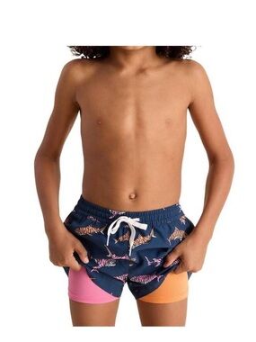 NEW CHUBBIES the lil king of the seas swim trunk in blue kids toddler 2t